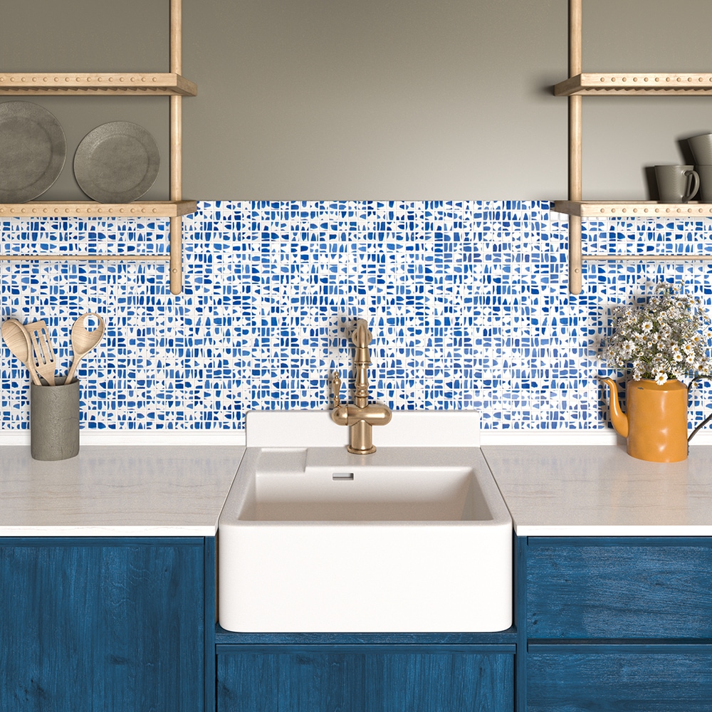 blue kitchen backsplash tile