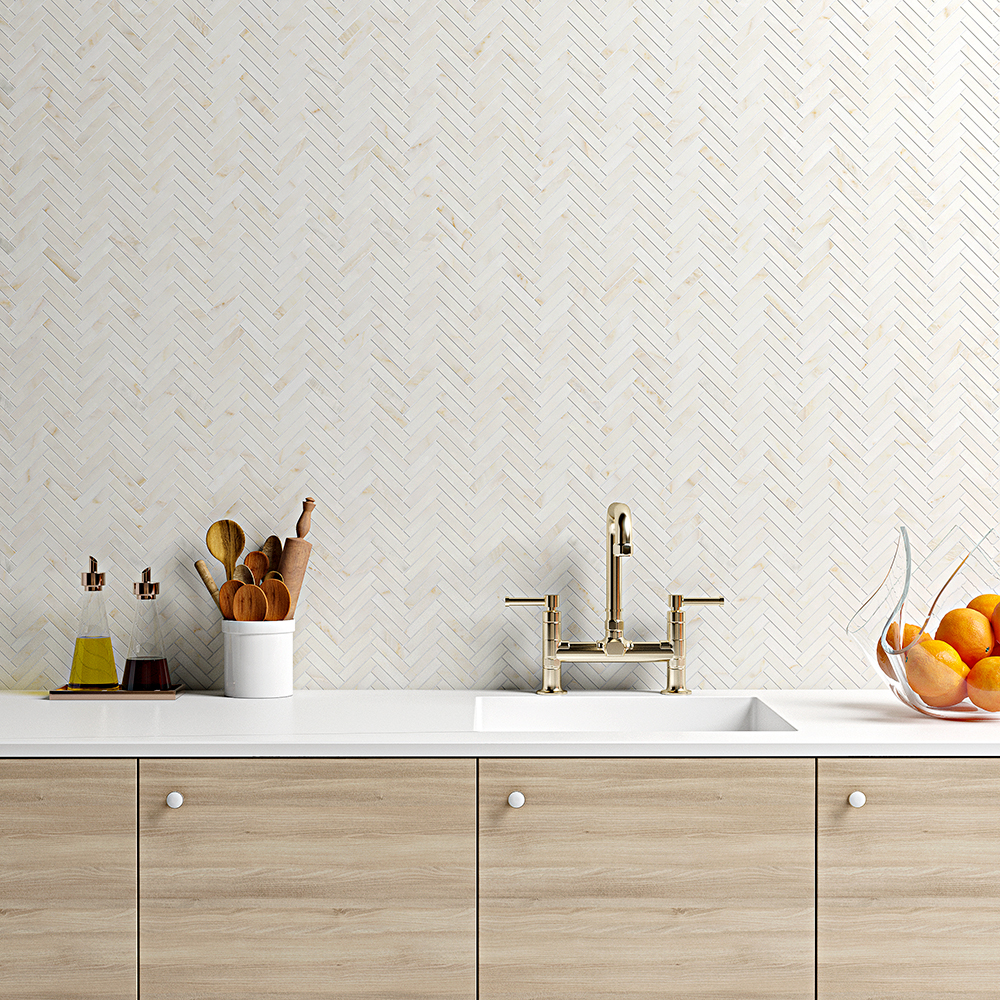 herringbone kitchen backsplash tile