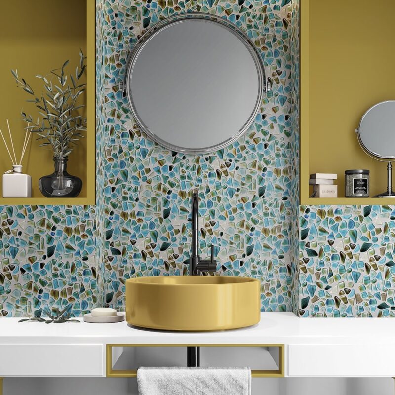glass tile backsplash