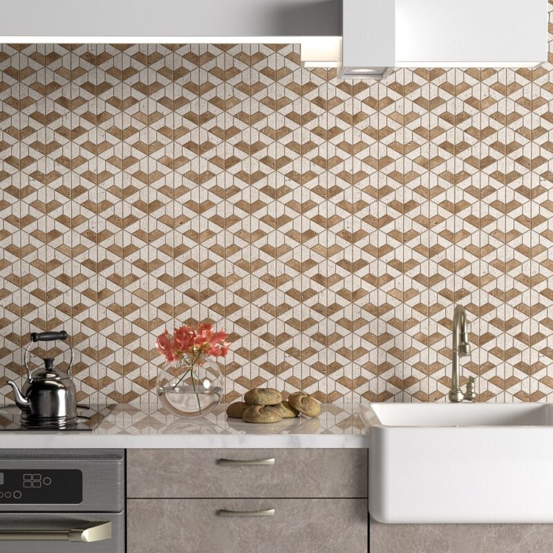 travertine mosaic kitchen backsplash tile