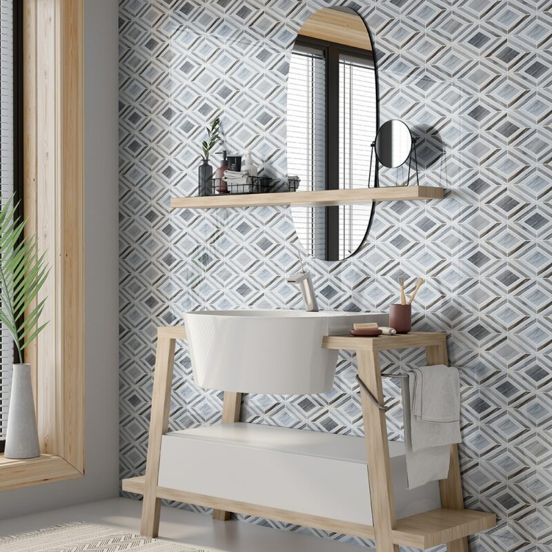 Gray patterned marble bathroom wall mosaic