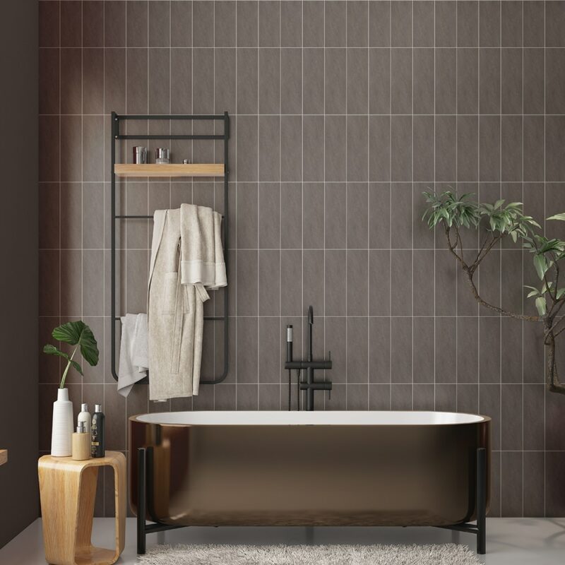 Gray slate look bathroom wall tiles