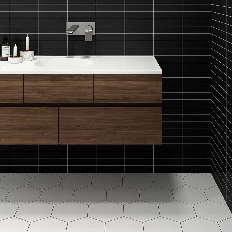 White ceramic hexagon bathroom flooring tile