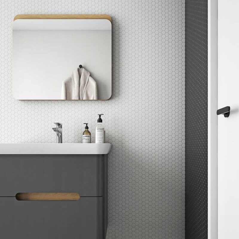 White matte hexagon mosaic bathroom wall tiles