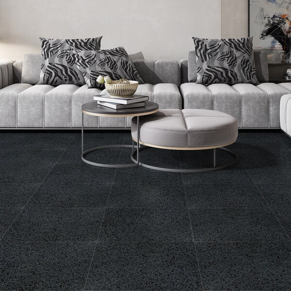black terrazzo tile