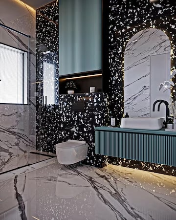 black terrazzo wall tile