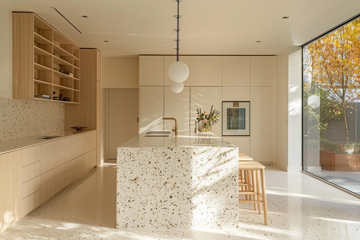 white terrazzo tile