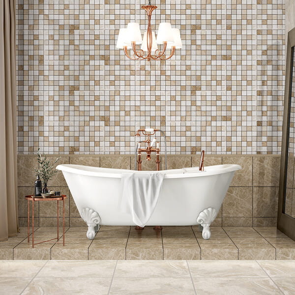 beige marble bathroom floor tile