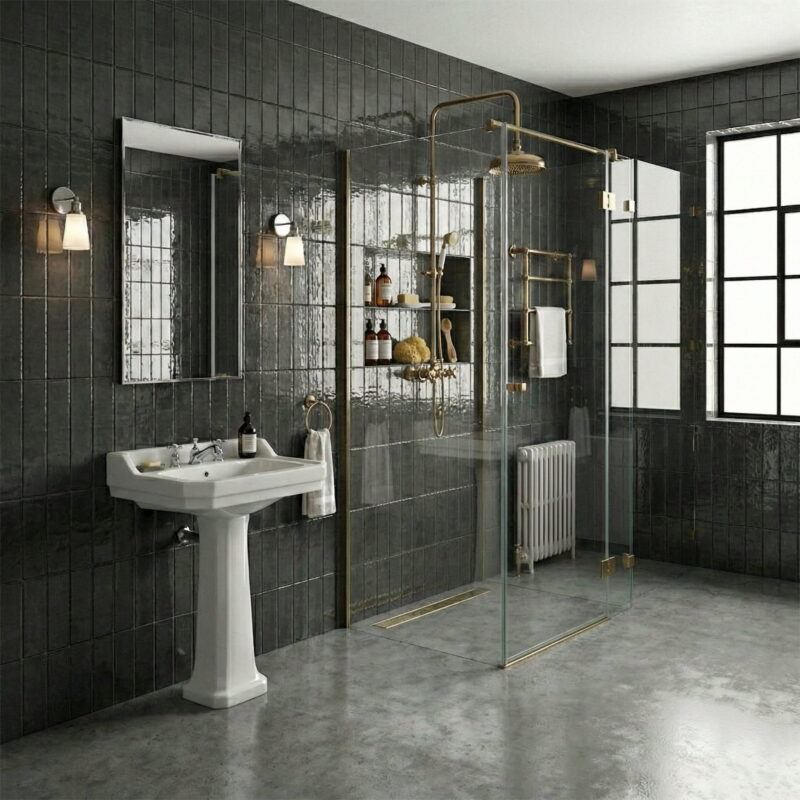dark gray porcelain wall tiles