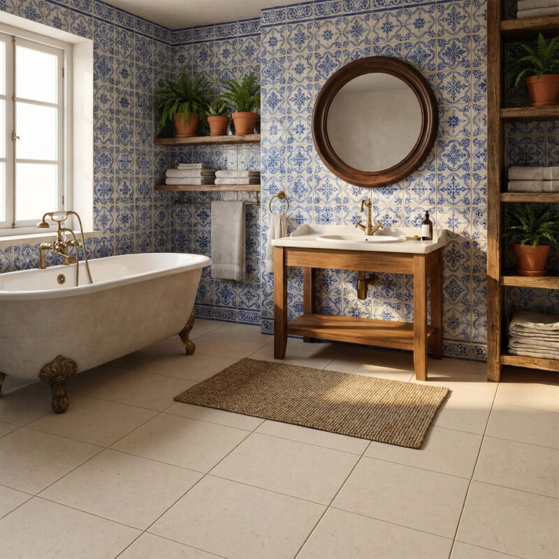 white limestone floor tile