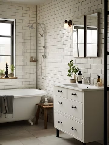 White subway tile with black grout