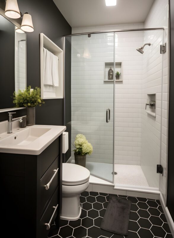 hexagon floor tile bathroom