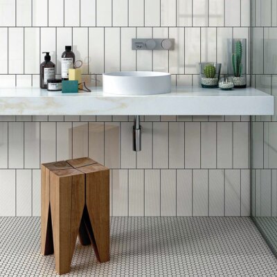 white mosaic floor tile