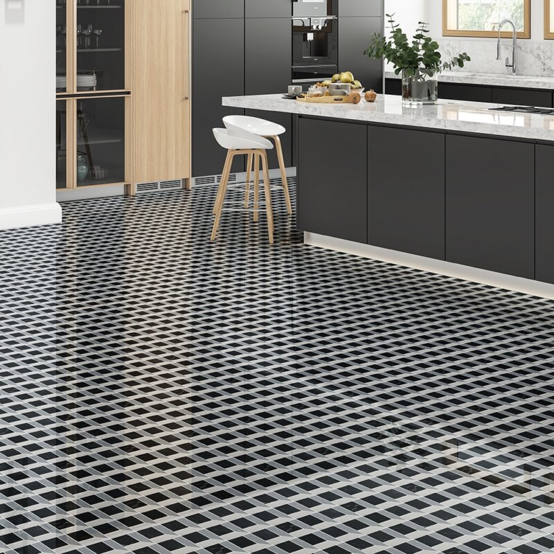 black and white kitchen floor tile
