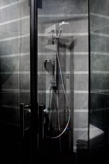 dark gray shower tile