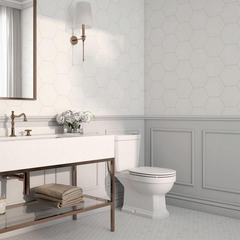 white hexagon tiles