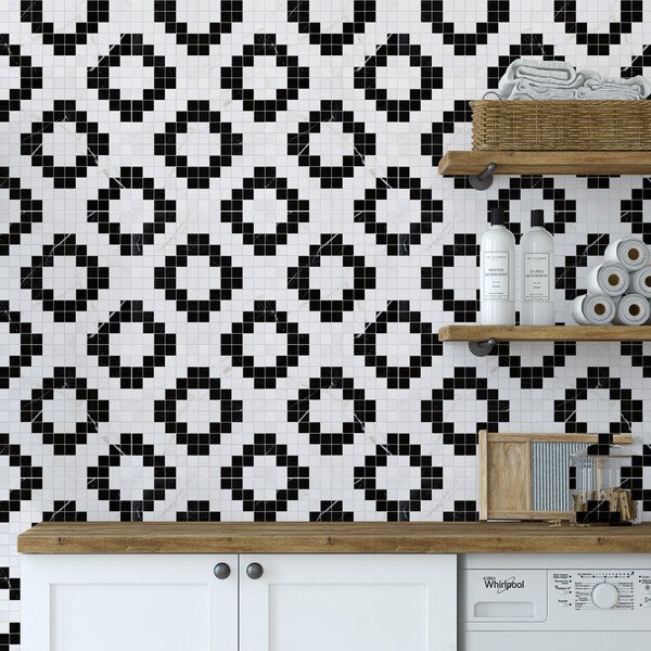 black and white tiles
