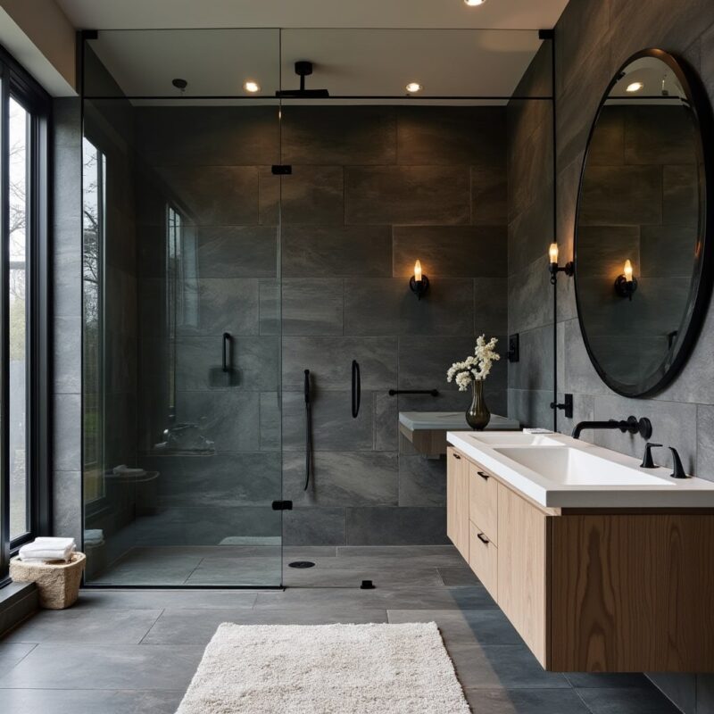 slate tile bathroom