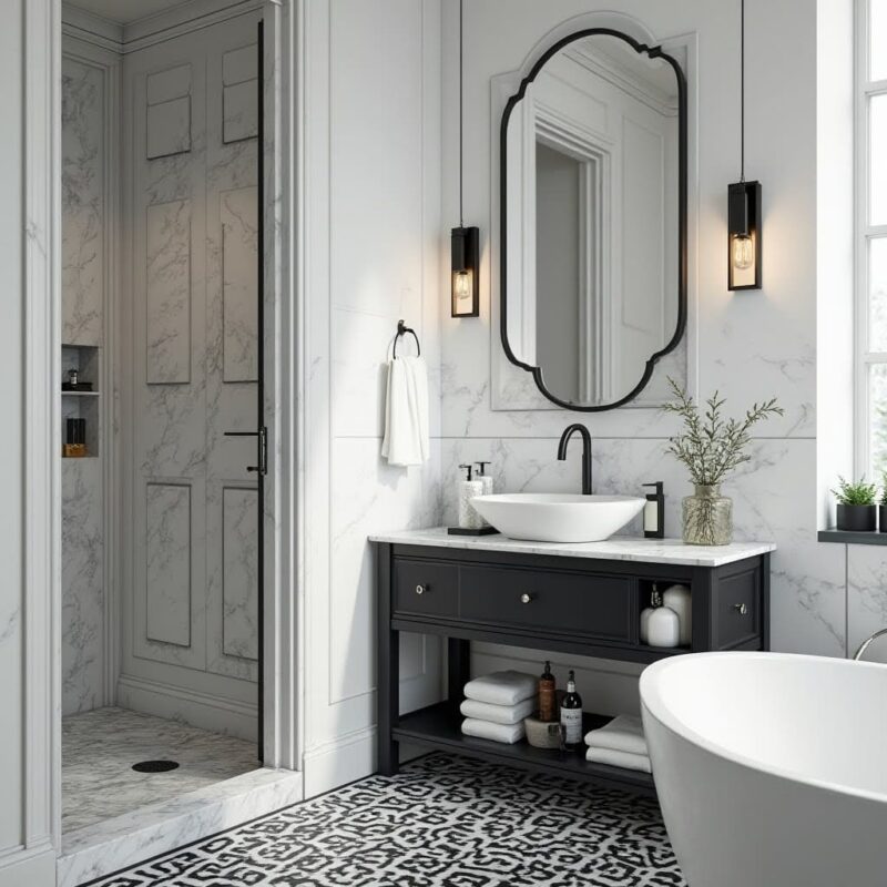 black and white marble