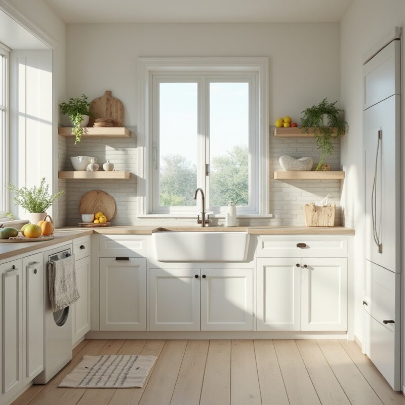white subway tile backsplash on a cottage kitchen