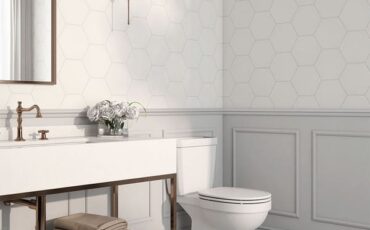 white hexagon tile bathroom