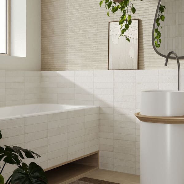 white thin brick tiles