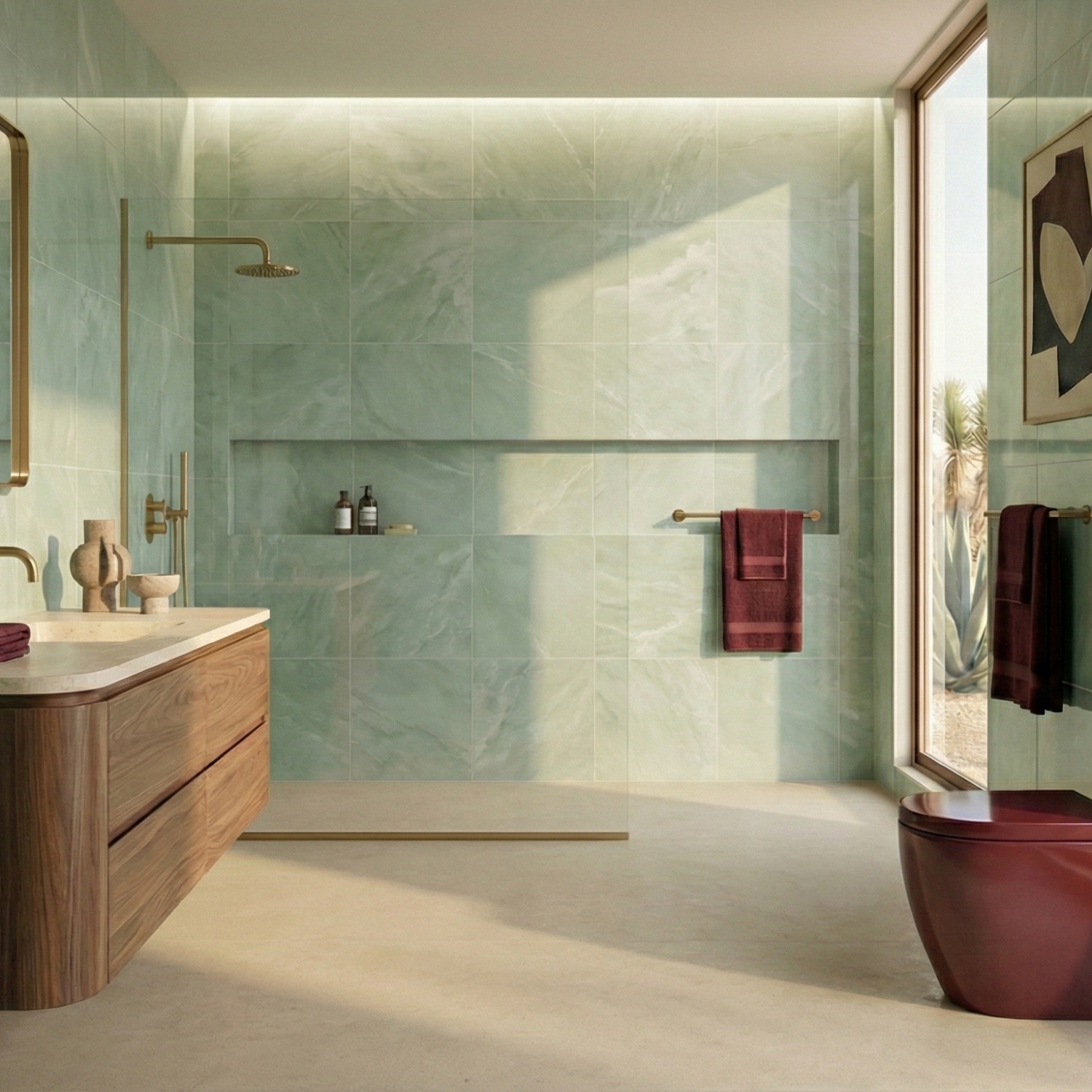 green marble shower tile
