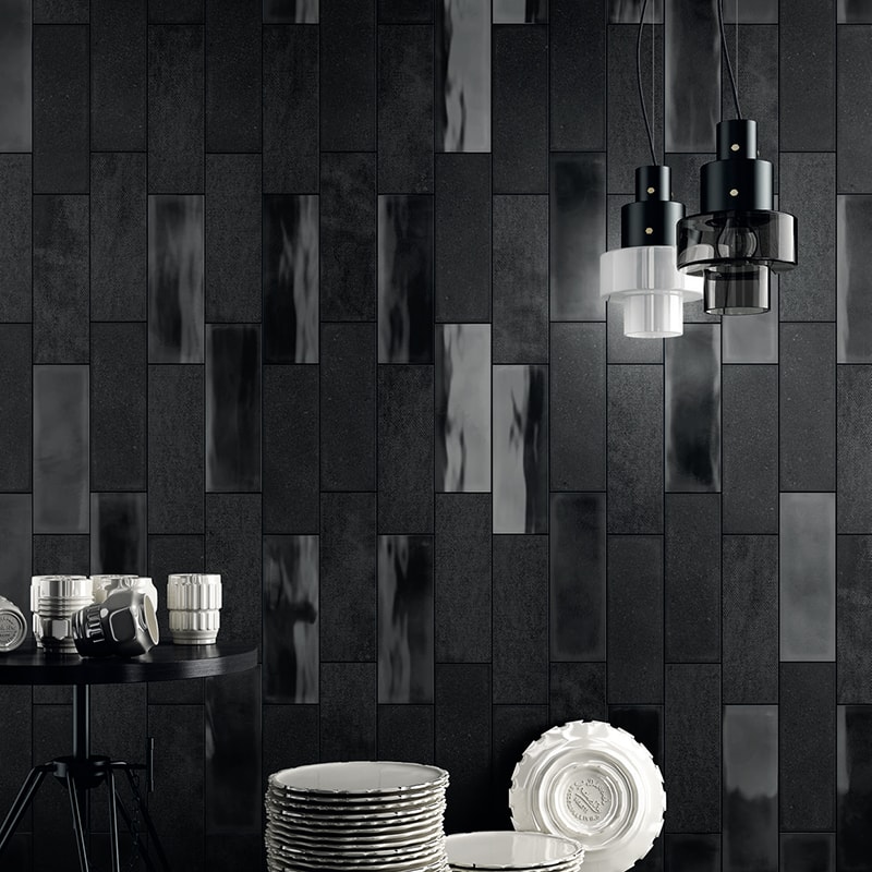 black ceramic tiles