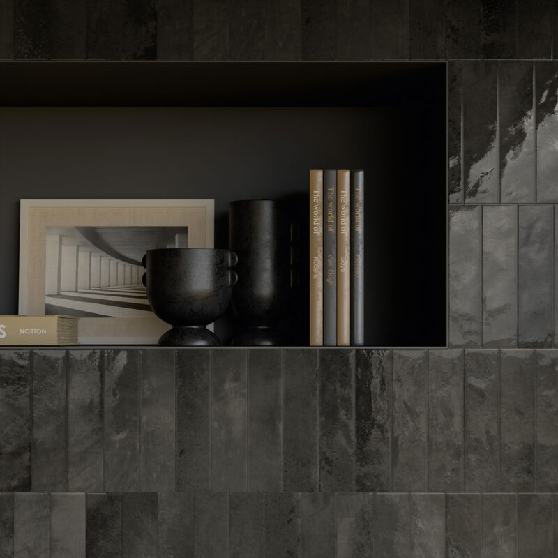 black wall tiles