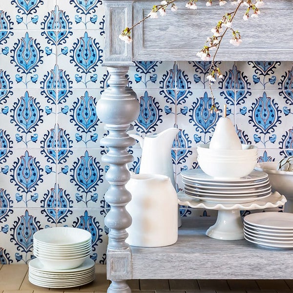 blue and white tile