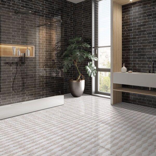 black subway tile