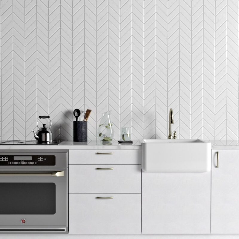chevron tile backsplash