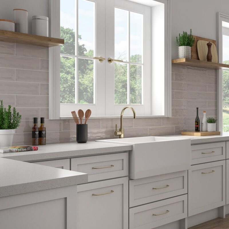 gray subway tile backsplash