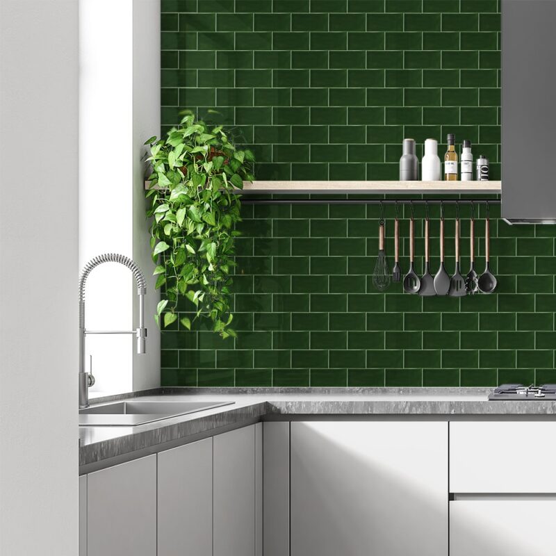 green backsplash tile