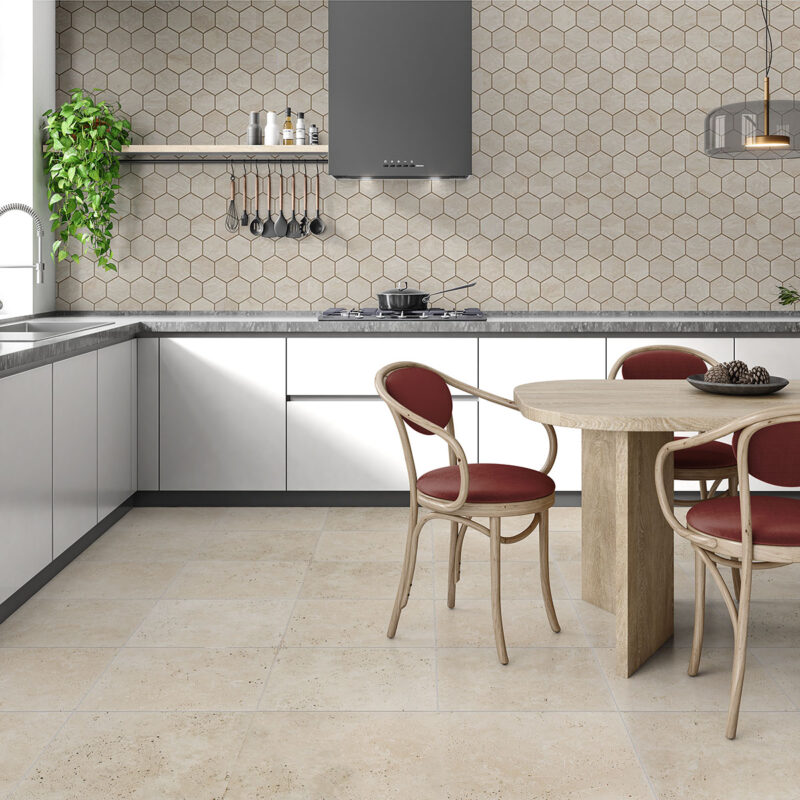 hexagon tile backsplash
