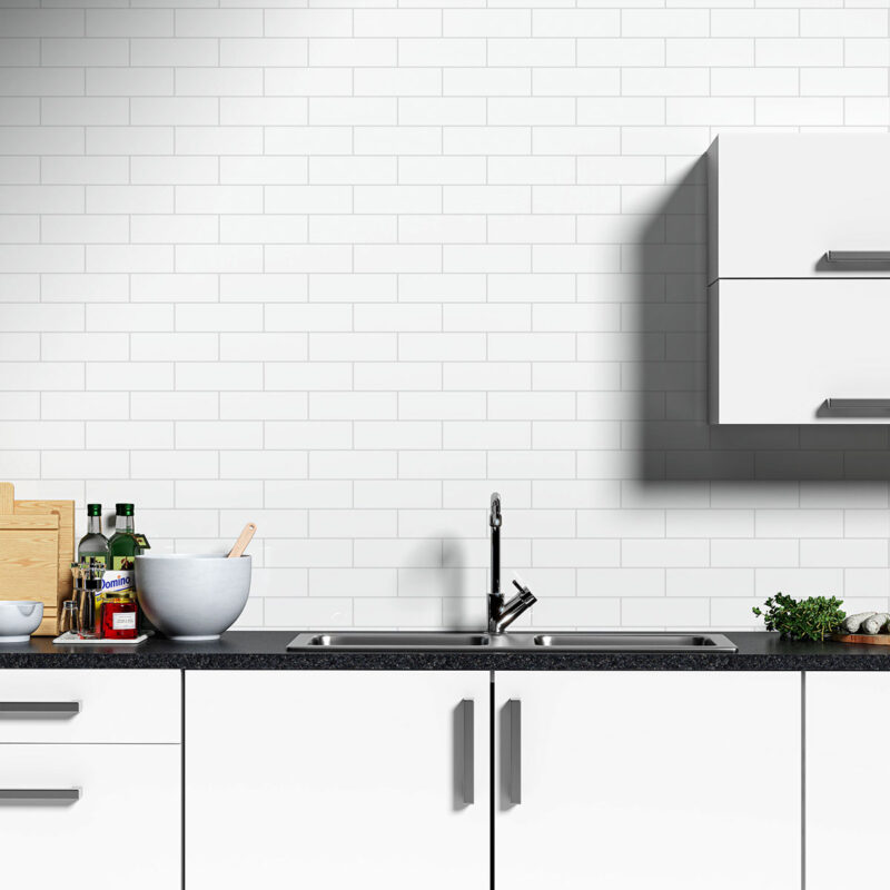 white subway tile backsplash
