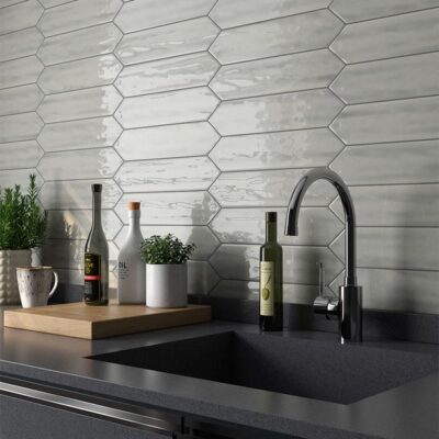 ceramic tile backsplash on a modern kitchen