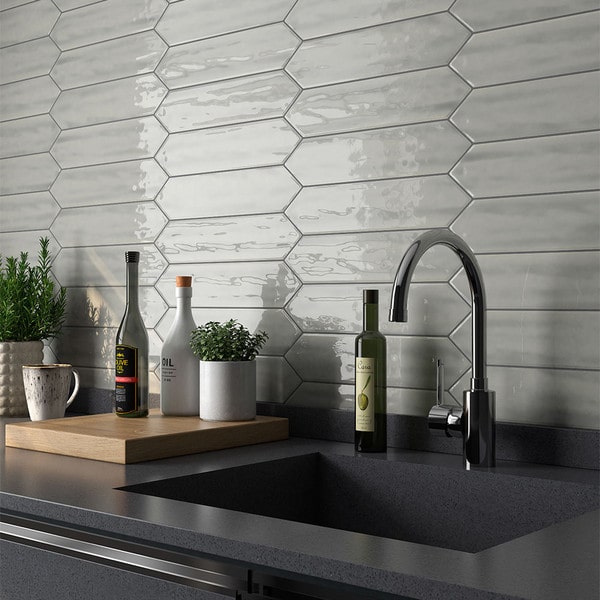 gray backsplash tile