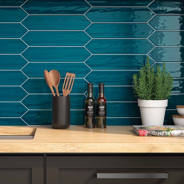 green backsplash tile