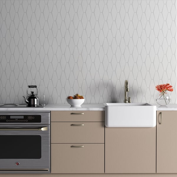 white hexagon backsplash