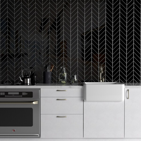 black chevron tile