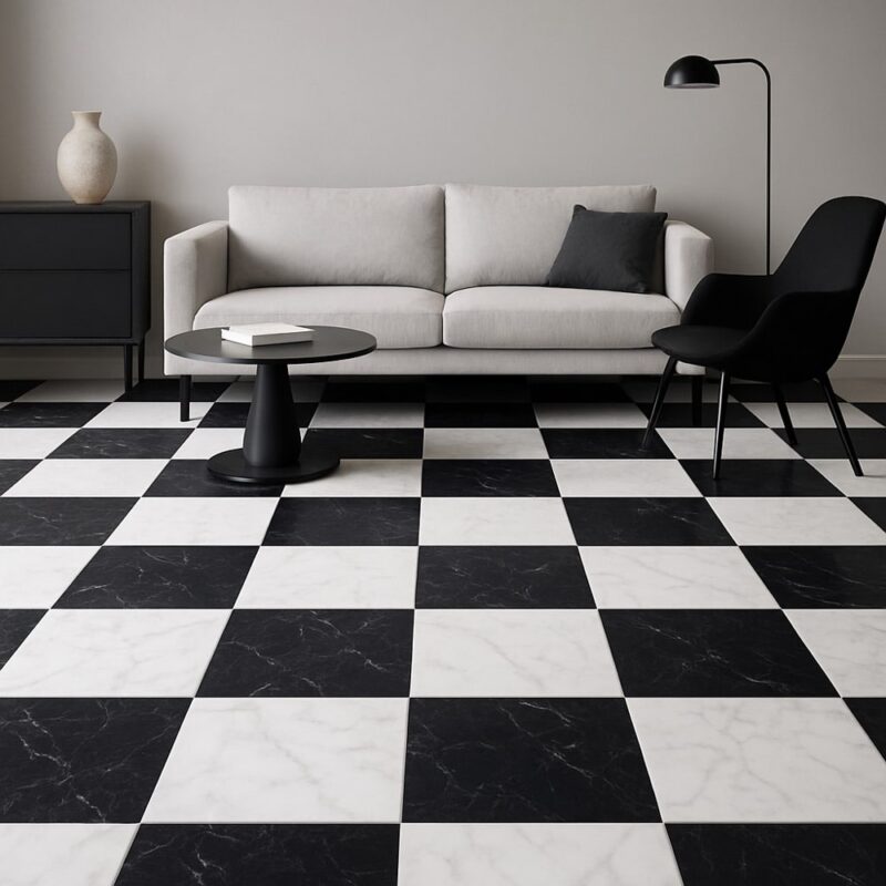 checkerboard tile flooring