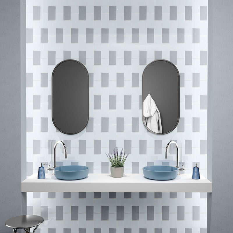 duotone subway backsplash tile