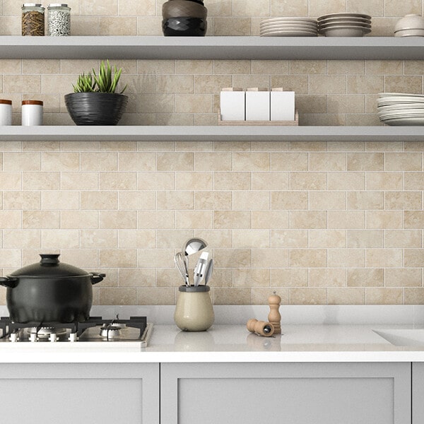 travertine subway tile