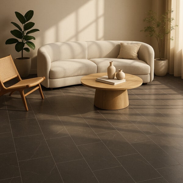 black porcelain floor tile