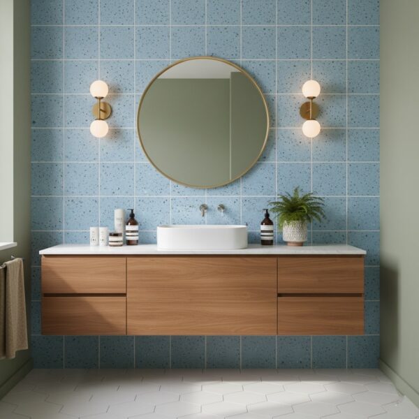 blue terrazzo tile