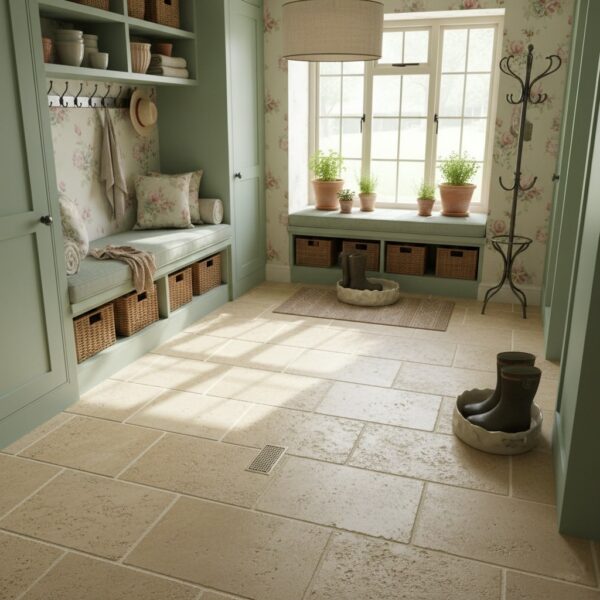 english cottage mudroom design