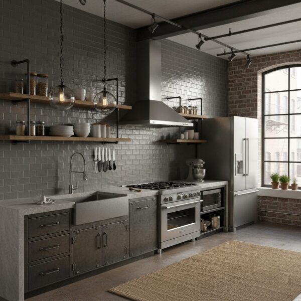 dark gray subway tile