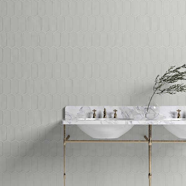 Green glossy picket ceramic tile