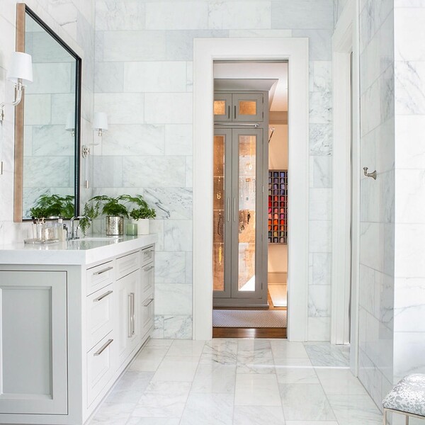 White honed marble tile